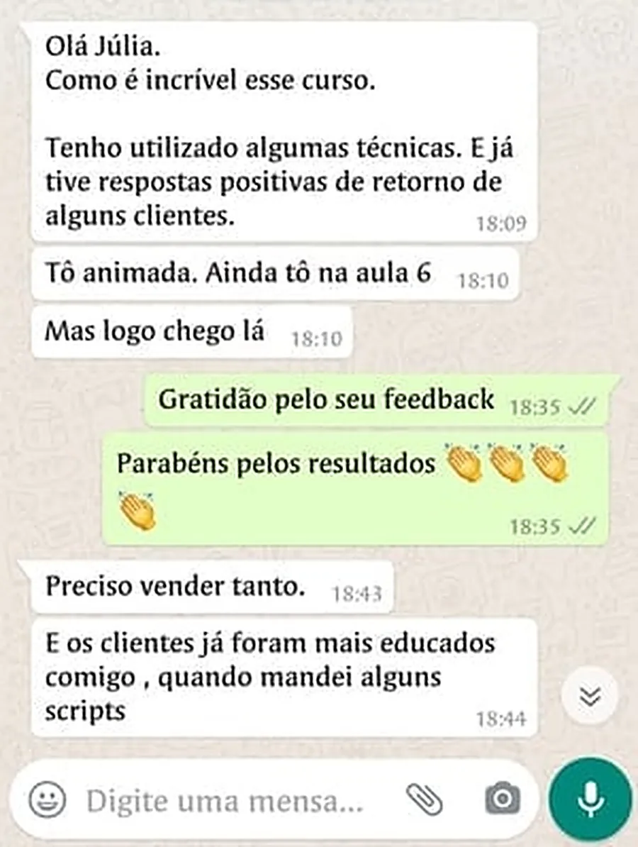 Print de conversa: Os clientes já foram mais educados comigo quando mandei os scripts