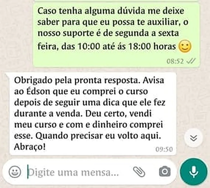 Print de conversa mostrando negociação conduzida com o Protocolo 2I.F até o fechamento